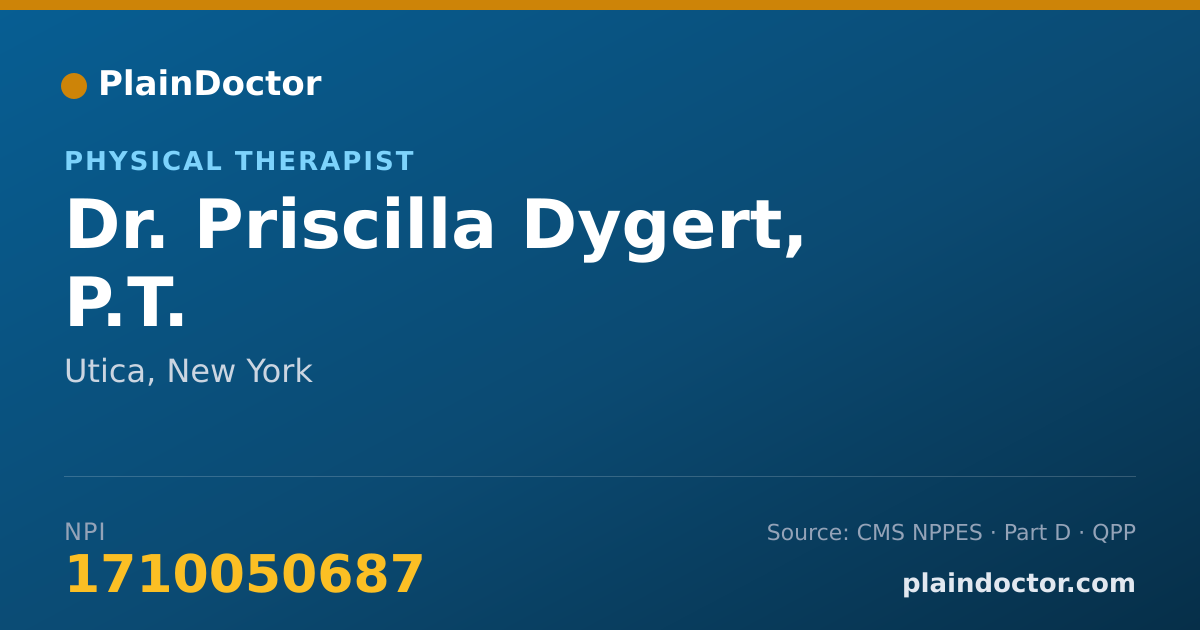 Shareable card for Priscilla Dygert, P.T. - Physical Therapist, Utica, NY