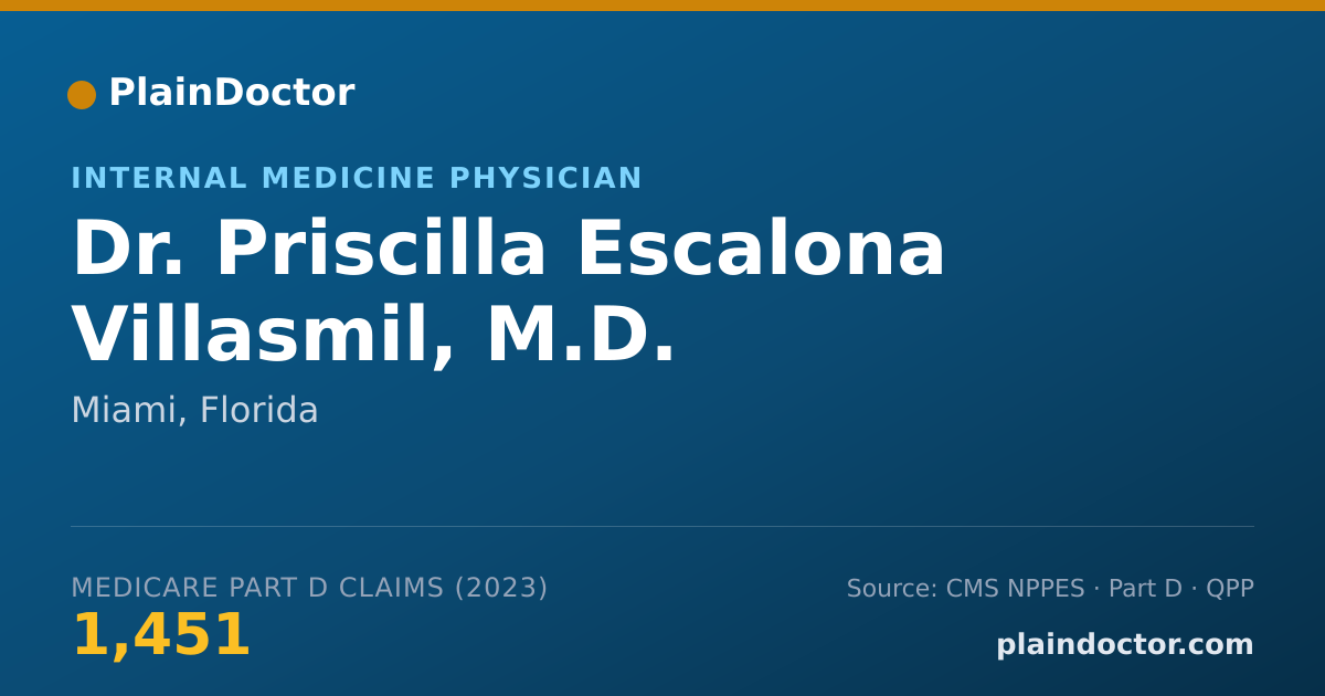 Shareable card for Priscilla Escalona Villasmil, M.D. - Internal Medicine Physician, Miami, FL