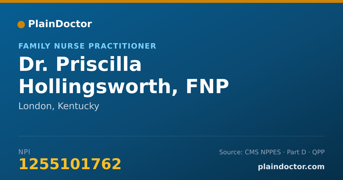 Shareable card for Priscilla Hollingsworth, FNP - Family Nurse Practitioner, London, KY