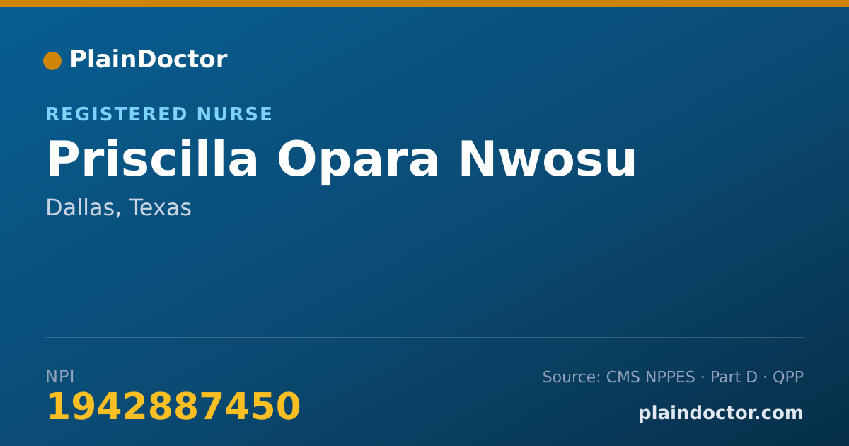 Shareable card for Priscilla Opara Nwosu - Registered Nurse, Dallas, TX