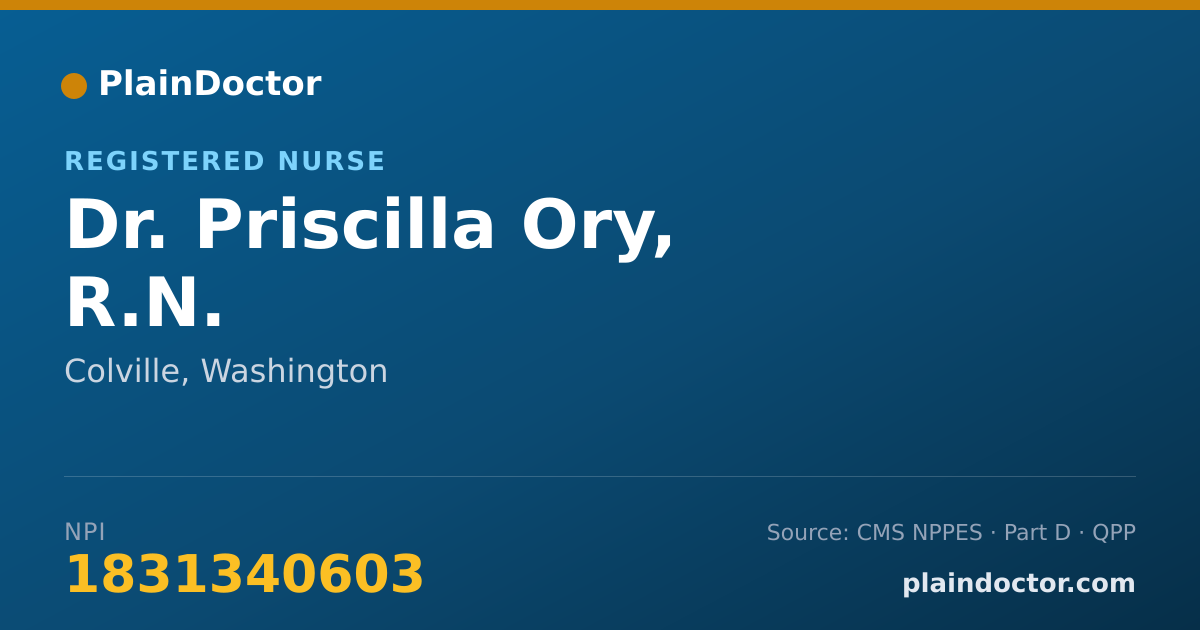 Shareable card for Priscilla Ory, R.N. - Registered Nurse, Colville, WA