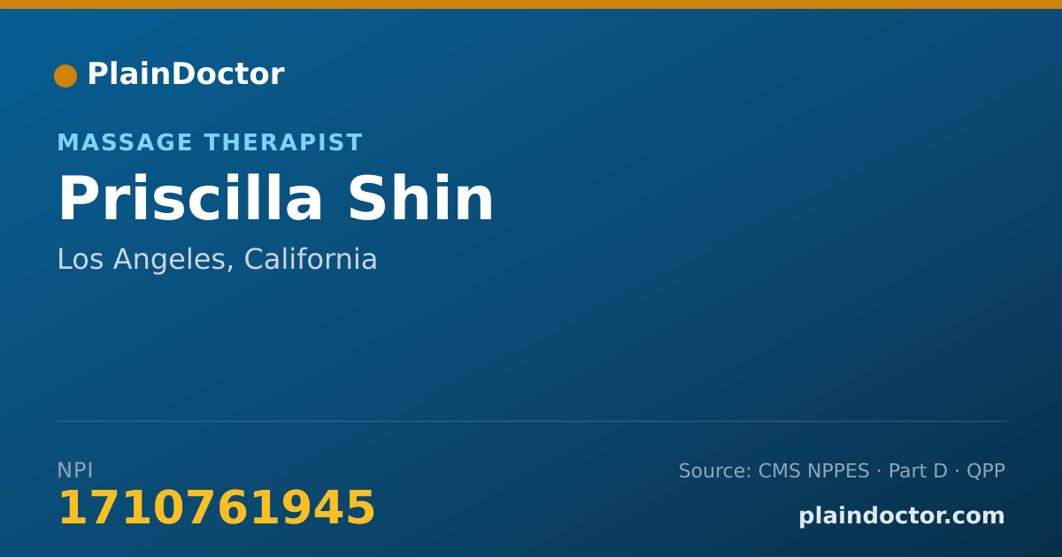Shareable card for Priscilla Shin - Massage Therapist, Los Angeles, CA