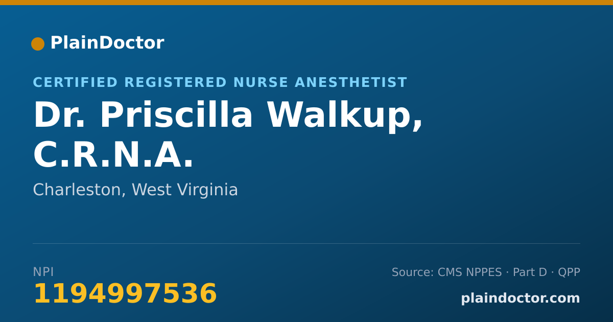 Shareable card for Priscilla Walkup, C.R.N.A. - Certified Registered Nurse Anesthetist, Charleston, WV