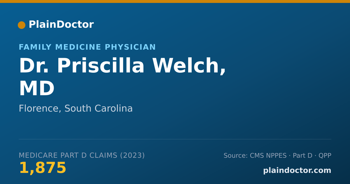 Shareable card for Priscilla Welch, MD - Family Medicine Physician, Florence, SC