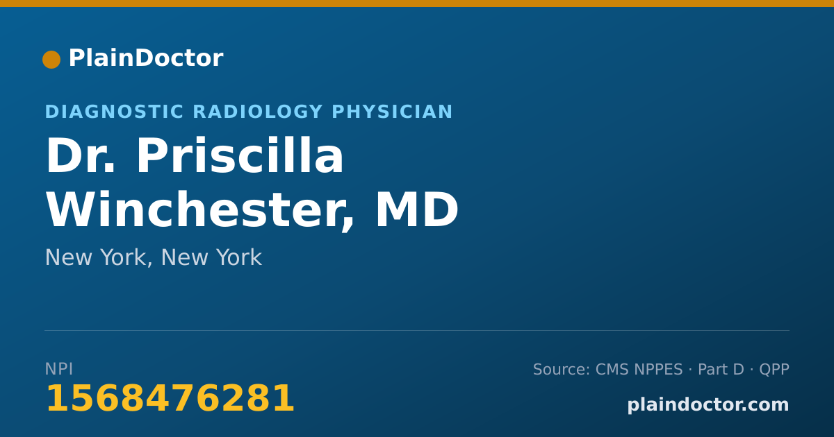 Shareable card for Priscilla Winchester, MD - Diagnostic Radiology Physician, New York, NY