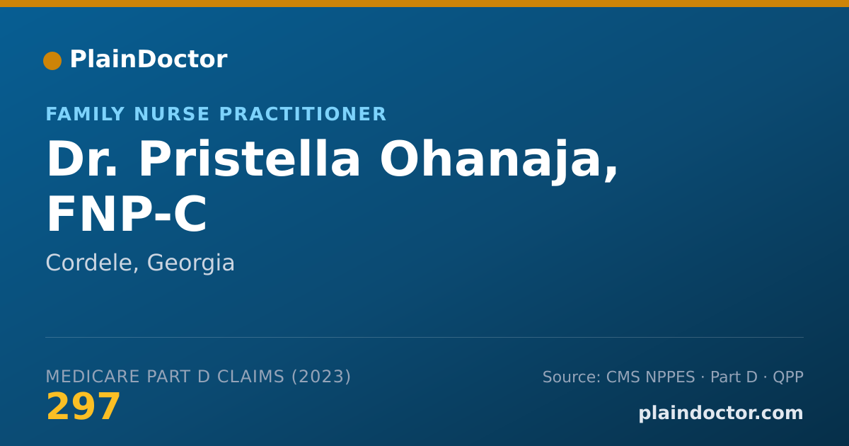 Shareable card for Pristella Ohanaja, FNP-C - Family Nurse Practitioner, Cordele, GA