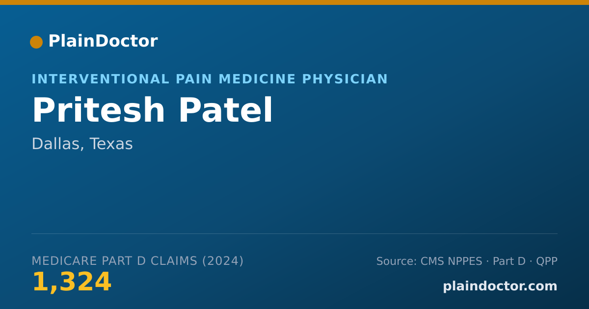Shareable card for Pritesh Patel - Pain Medicine (Anesthesiology) Physician, Dallas, TX