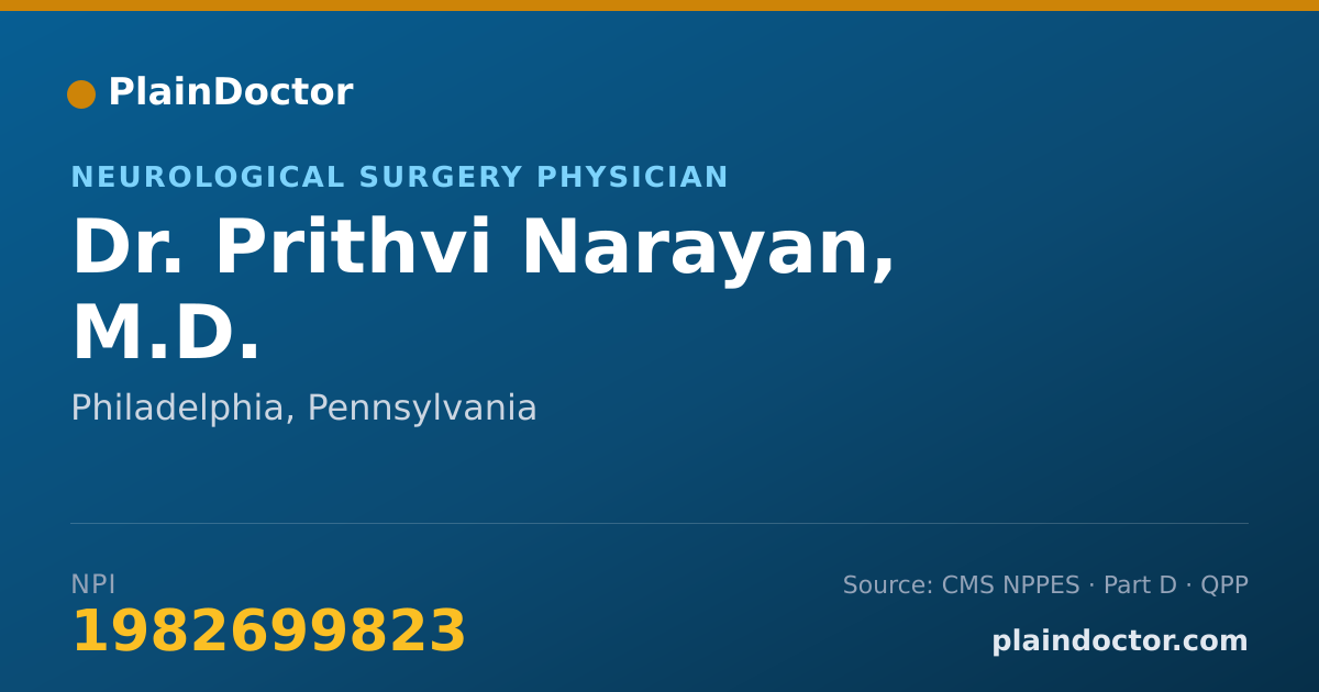 Shareable card for Prithvi Narayan, M.D. - Neurological Surgery Physician, Philadelphia, PA