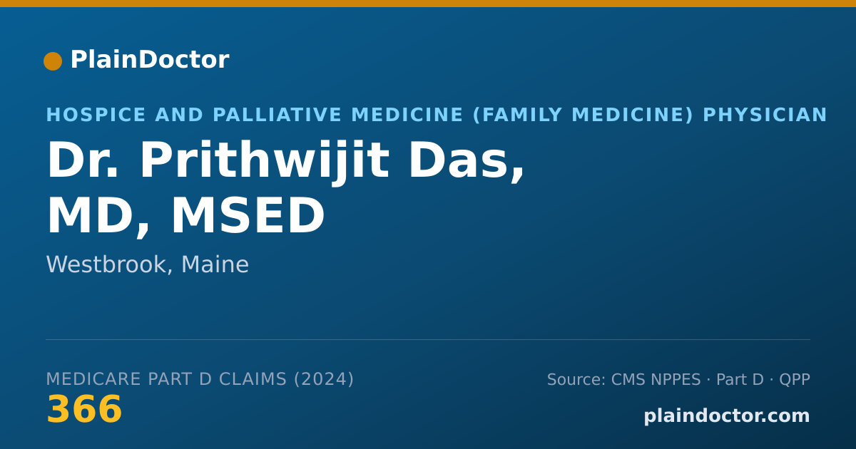 Shareable card for Prithwijit Das, MD, MSED - Hospice and Palliative Medicine (Family Medicine) Physician, Westbrook, ME