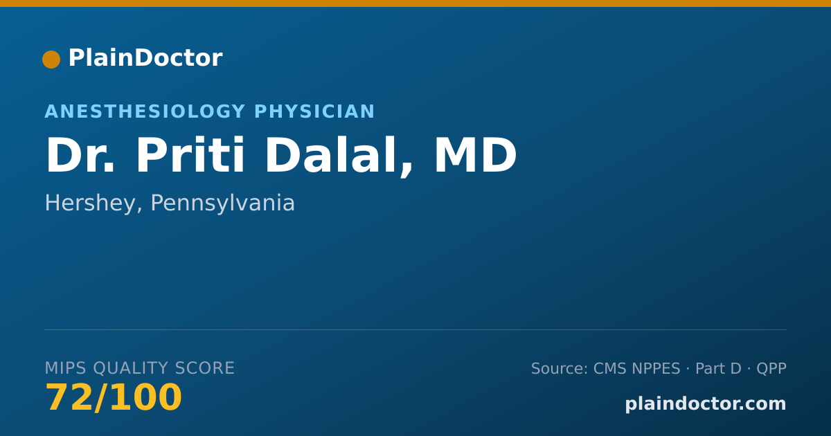 Shareable card for Priti Dalal, MD - Anesthesiology Physician, Hershey, PA