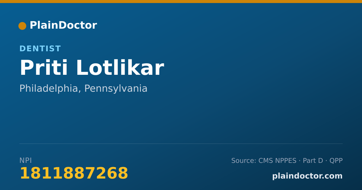 Shareable card for Priti Lotlikar - Dentist, Philadelphia, PA