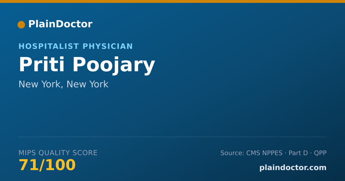 Shareable card for Priti Poojary - Hospitalist Physician, New York, NY