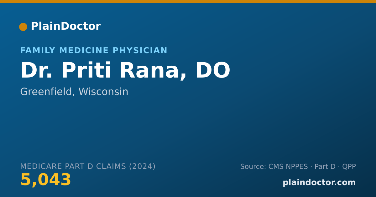 Shareable card for Priti Rana, DO - Family Medicine Physician, Greenfield, WI