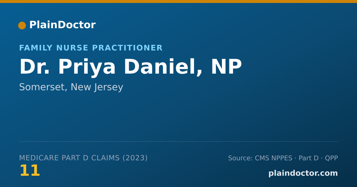 Shareable card for Priya Daniel, NP - Family Nurse Practitioner, Somerset, NJ