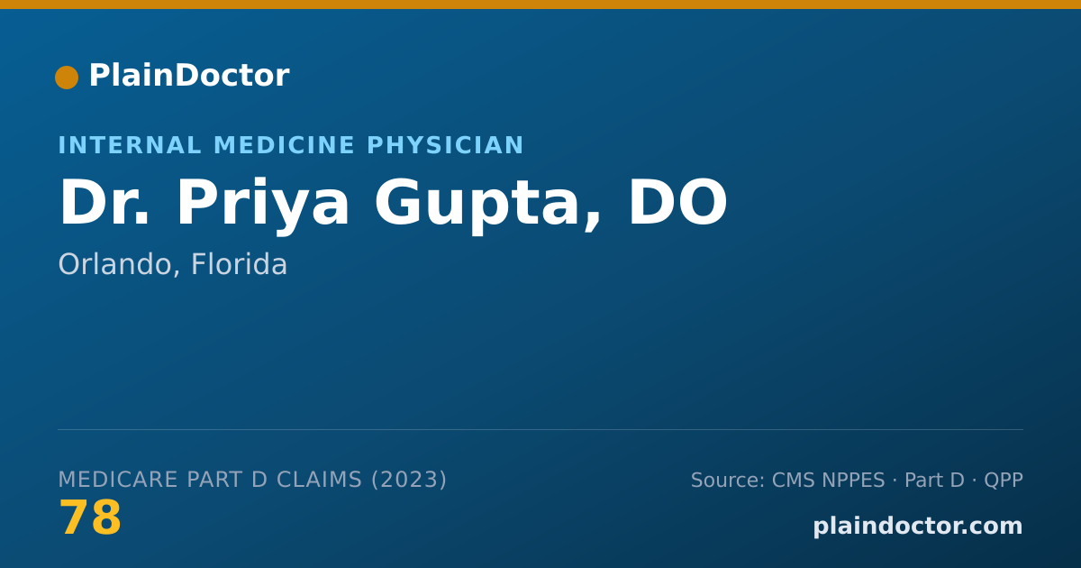 Shareable card for Priya Gupta, DO - Internal Medicine Physician, Orlando, FL