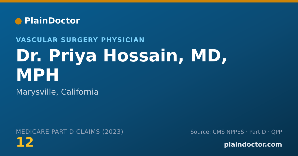 Shareable card for Priya Hossain, MD, MPH - Vascular Surgery Physician, Marysville, CA