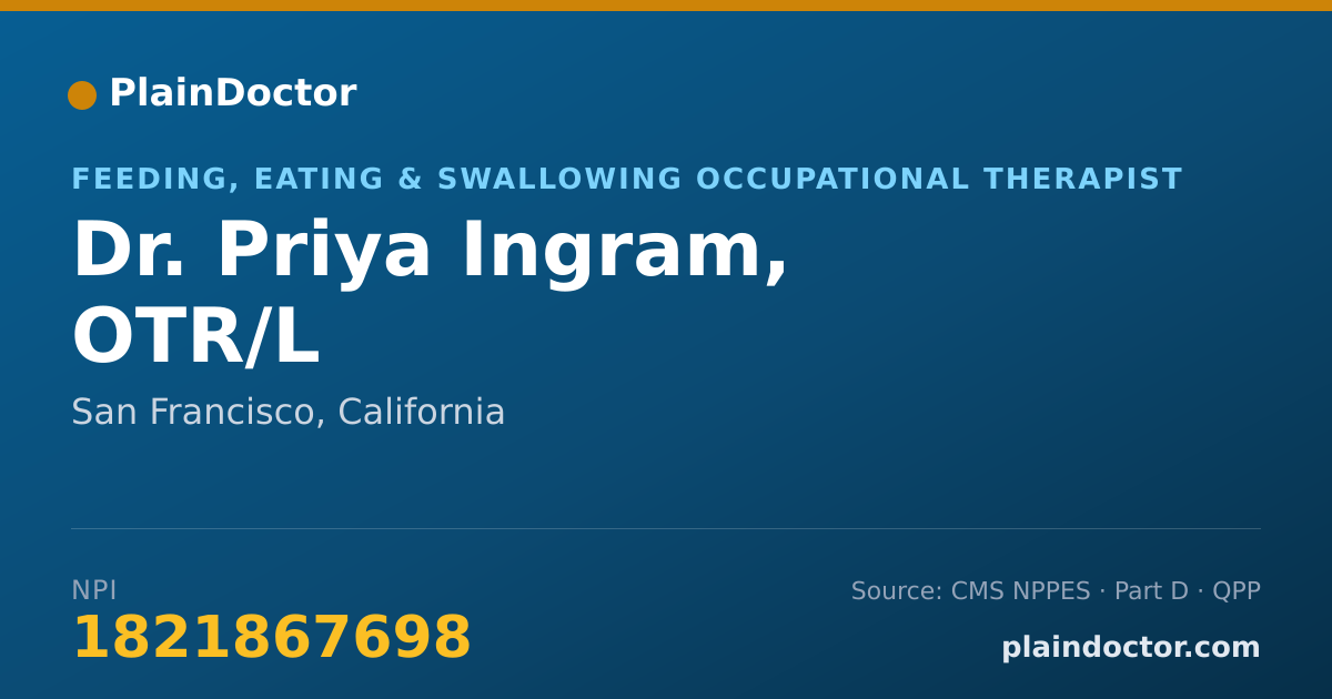 Shareable card for Priya Ingram, OTR/L - Feeding, Eating & Swallowing Occupational Therapist, San Francisco, CA