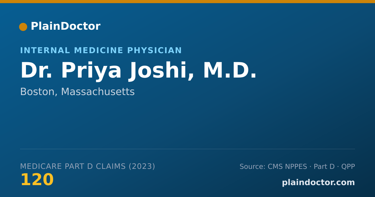 Shareable card for Priya Joshi, M.D. - Internal Medicine Physician, Boston, MA