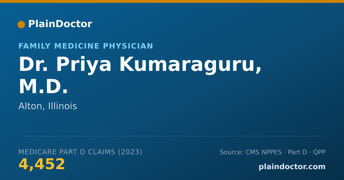 Shareable card for Priya Kumaraguru, M.D. - Family Medicine Physician, Alton, IL