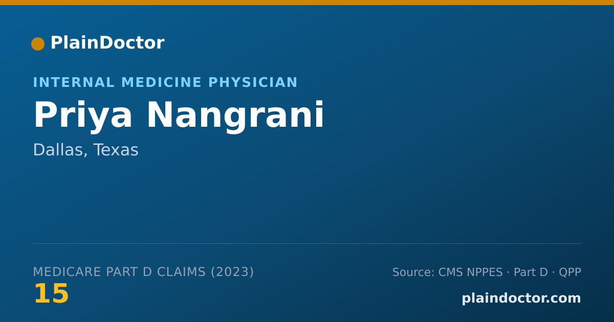 Shareable card for Priya Nangrani - Internal Medicine Physician, Dallas, TX