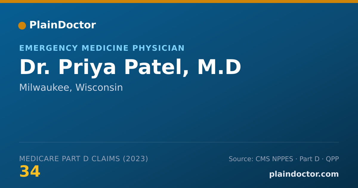 Shareable card for Priya Patel, M.D - Emergency Medicine Physician, Milwaukee, WI