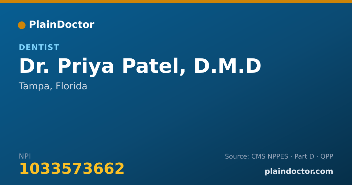 Shareable card for Priya Patel, D.M.D - Dentist, Tampa, FL