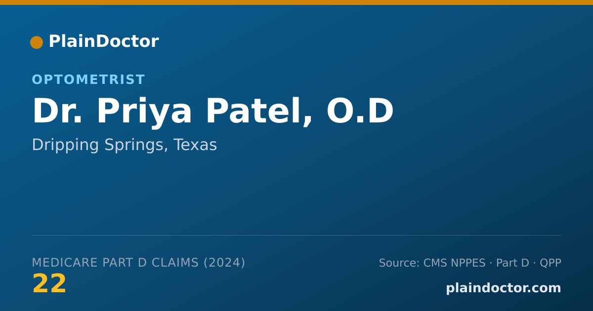 Shareable card for Priya Patel, O.D - Optometrist, Dripping Springs, TX