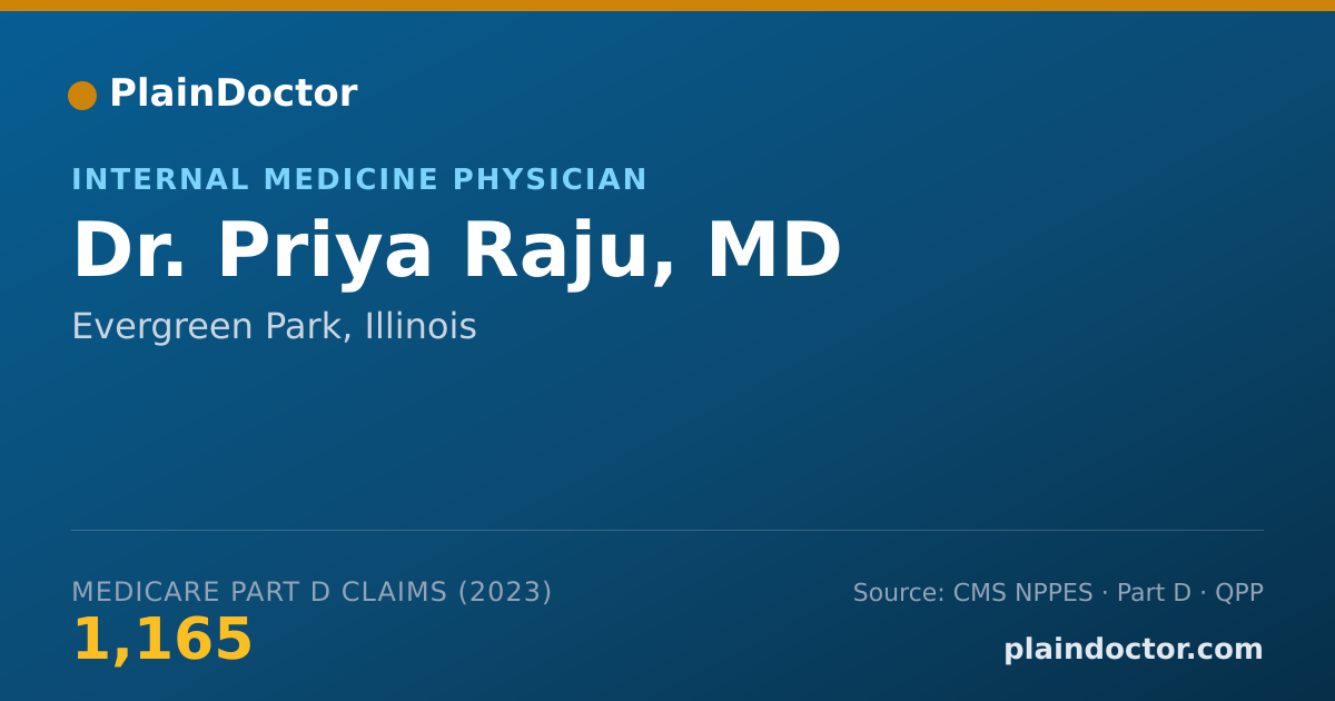 Shareable card for Priya Raju, MD - Internal Medicine Physician, Evergreen Park, IL