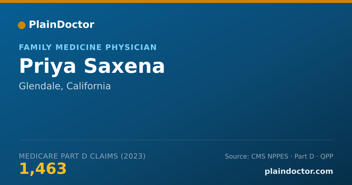 Shareable card for Priya Saxena - Family Medicine Physician, Glendale, CA