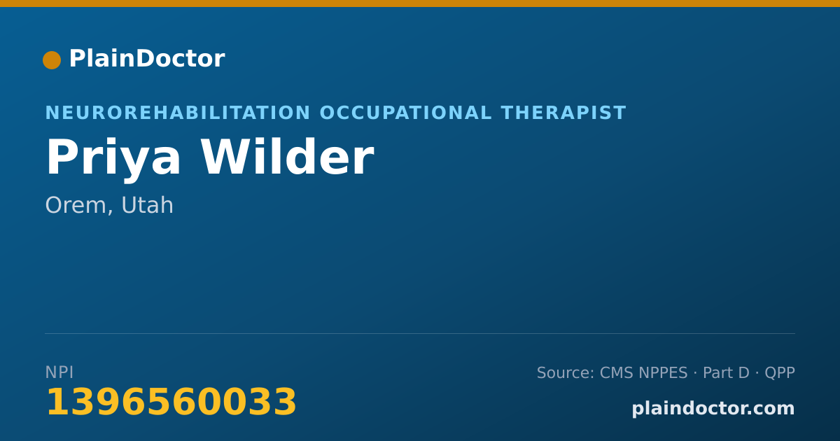Shareable card for Priya Wilder - Neurorehabilitation Occupational Therapist, Orem, UT
