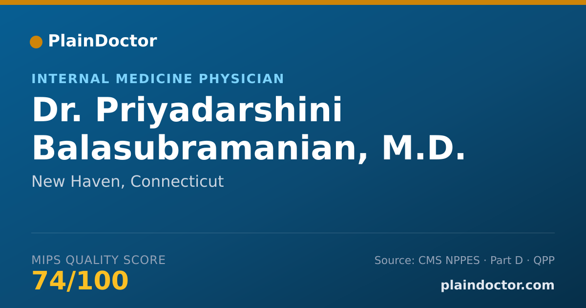 Shareable card for Priyadarshini Balasubramanian, M.D. - Internal Medicine Physician, New Haven, CT