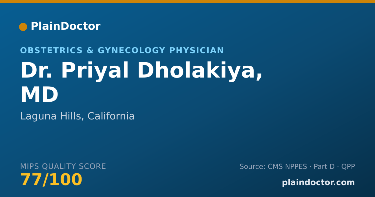 Shareable card for Priyal Dholakiya, MD - Obstetrics & Gynecology Physician, Laguna Hills, CA