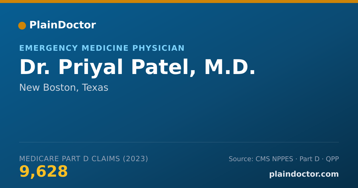 Shareable card for Priyal Patel, M.D. - Emergency Medicine Physician, New Boston, TX