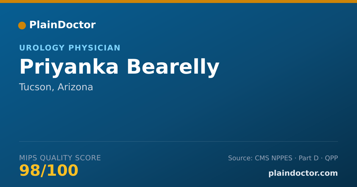 Shareable card for Priyanka Bearelly - Urology Physician, Tucson, AZ