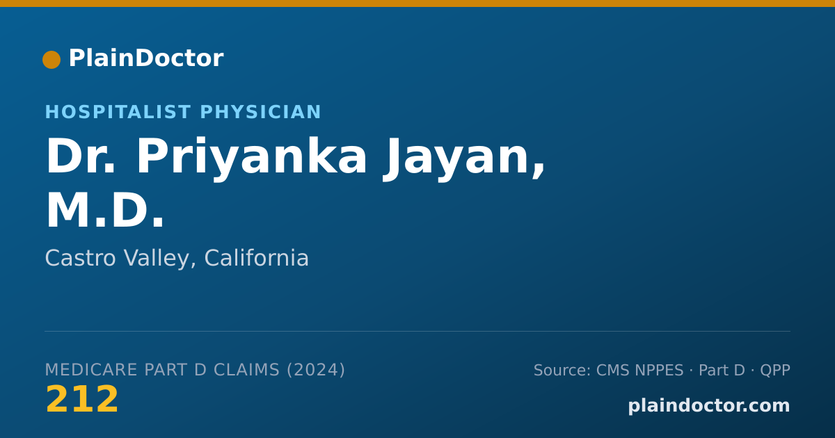 Shareable card for Priyanka Jayan, M.D. - Internal Medicine Physician, Castro Valley, CA
