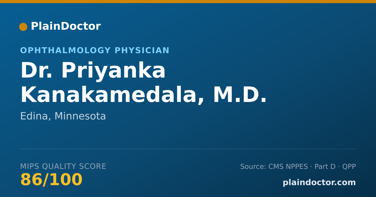 Shareable card for Priyanka Kanakamedala, M.D. - Ophthalmology Physician, Edina, MN