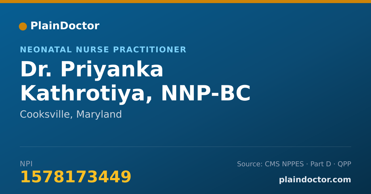 Shareable card for Priyanka Kathrotiya, NNP-BC - Neonatal Nurse Practitioner, Cooksville, MD