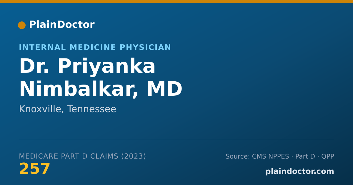 Shareable card for Priyanka Nimbalkar, MD - Internal Medicine Physician, Knoxville, TN