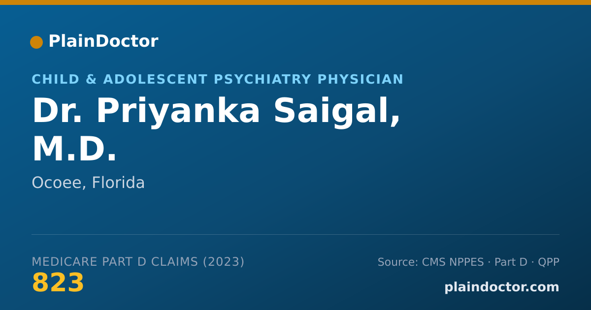 Shareable card for Priyanka Saigal, M.D. - Child & Adolescent Psychiatry Physician, Ocoee, FL