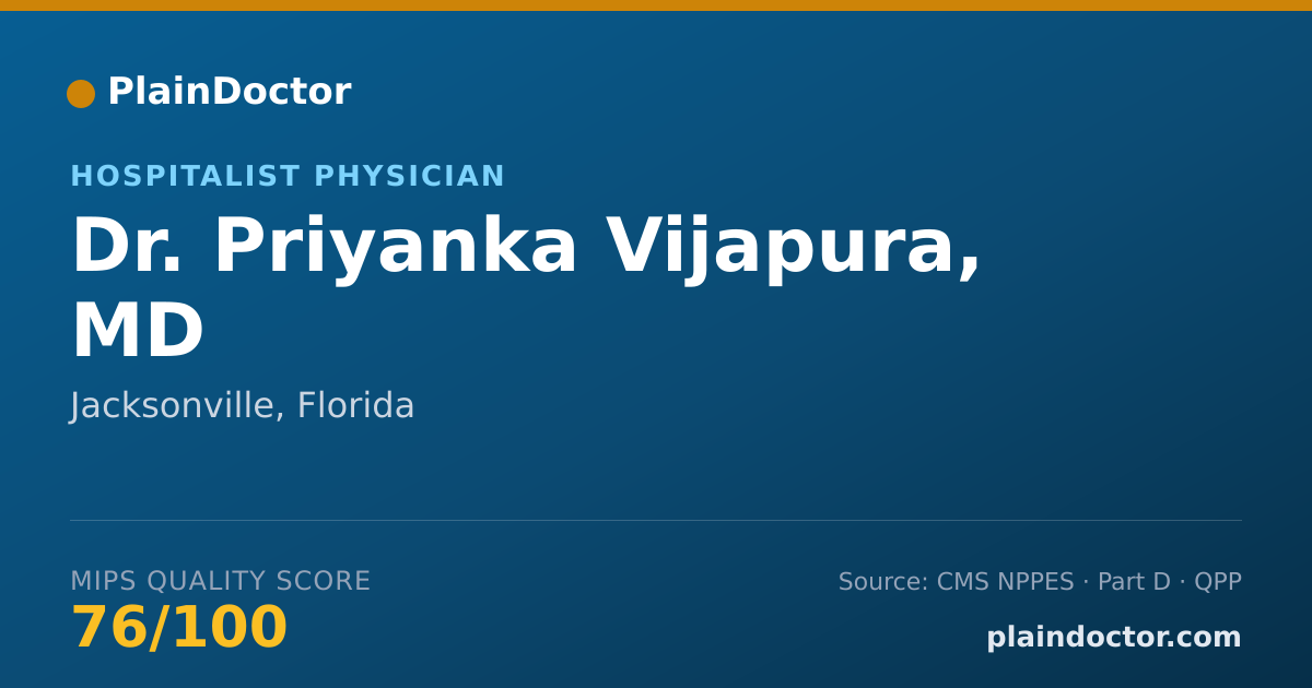Shareable card for Priyanka Vijapura, MD - Hospitalist Physician, Jacksonville, FL