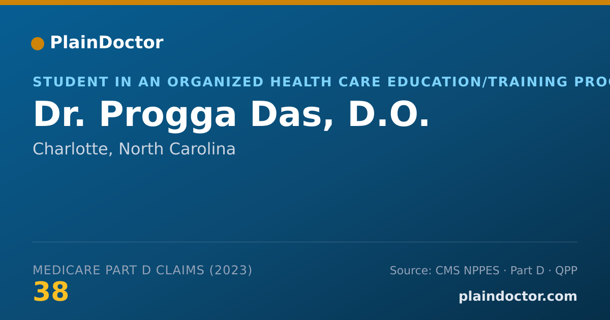 Shareable card for Progga Das, D.O. - Student in an Organized Health Care Education/Training Program, Charlotte, NC