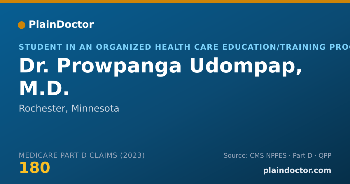 Shareable card for Prowpanga Udompap, M.D. - Student in an Organized Health Care Education/Training Program, Rochester, MN