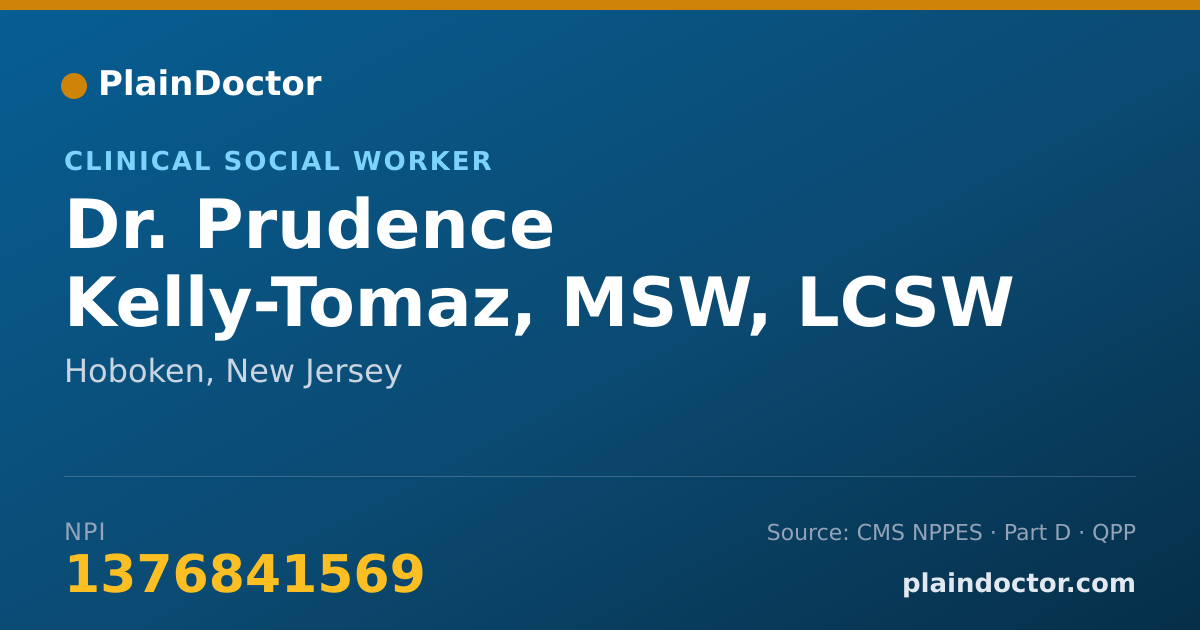 Shareable card for Prudence Kelly-Tomaz, MSW, LCSW - Clinical Social Worker, Hoboken, NJ