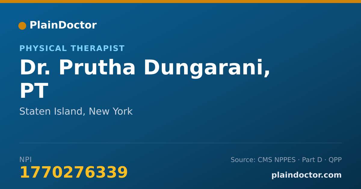 Shareable card for Prutha Dungarani, PT - Physical Therapist, Staten Island, NY
