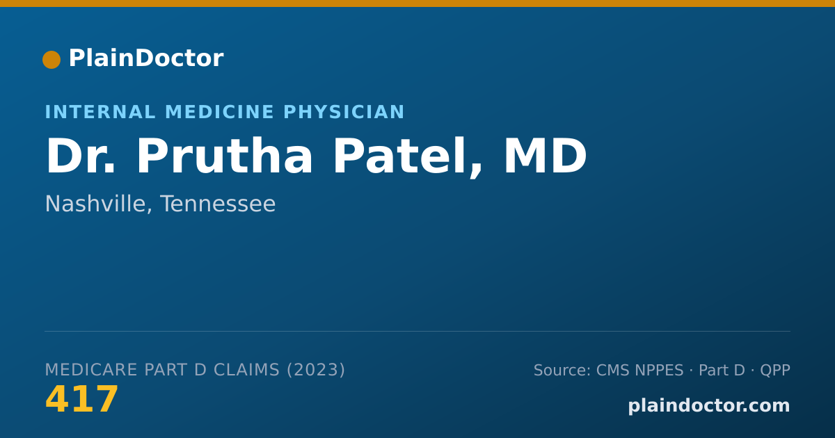 Shareable card for Prutha Patel, MD - Internal Medicine Physician, Nashville, TN