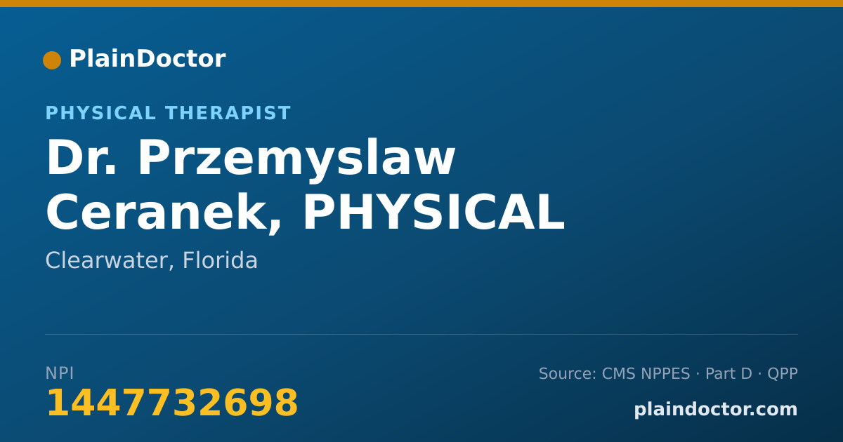 Shareable card for Przemyslaw Ceranek, PHYSICAL THERAPIST - Physical Therapist, Clearwater, FL