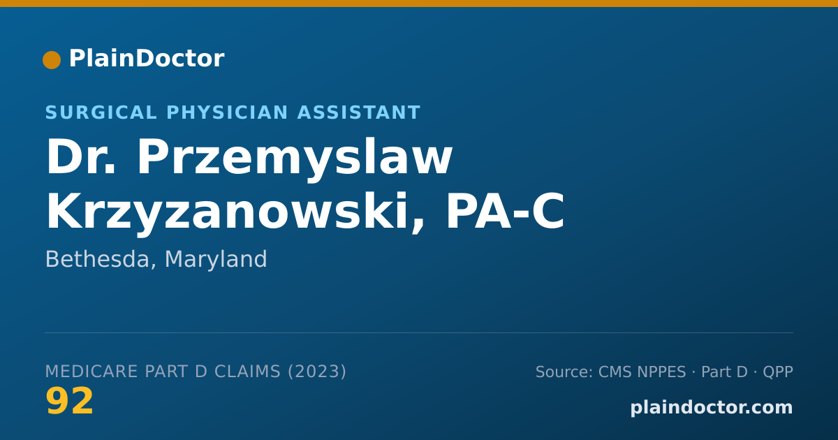 Shareable card for Przemyslaw Krzyzanowski, PA-C - Surgical Physician Assistant, Bethesda, MD