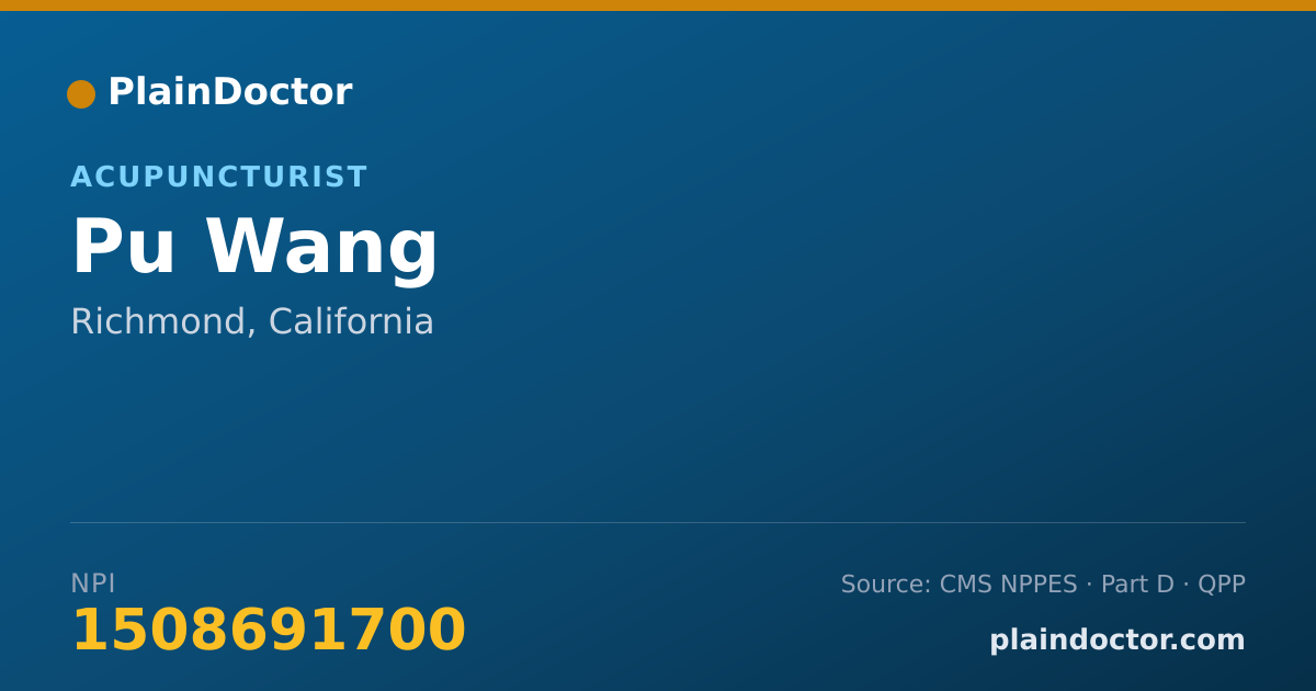 Shareable card for Pu Wang - Acupuncturist, Richmond, CA
