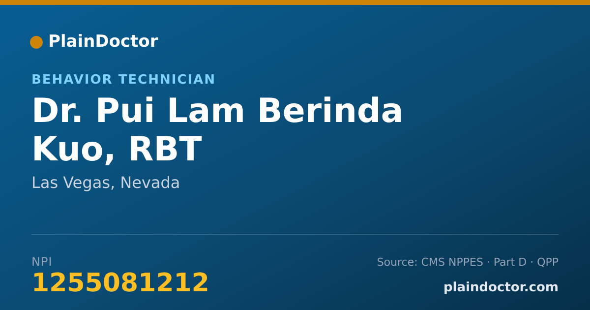 Shareable card for Pui Lam Berinda Kuo, RBT - Behavior Technician, Las Vegas, NV