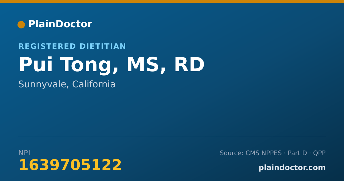 Shareable card for Pui Tong, MS, RD - Registered Dietitian, Sunnyvale, CA